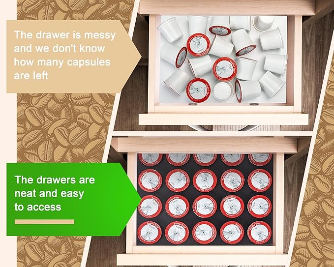 MyLifeUNIT K Cup Organizer Drawer Countertop Wall Mounted K Cup Holder Coffee Pod Storage Holder for Coffee Station, Office and Kitchen, Black