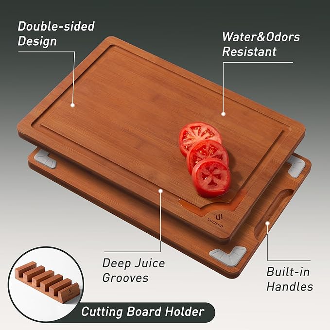 Bamboo Cutting Board Set Non Slip Feet with Holder Over Sink Best Grandpa Grandfather Elder Men Father Day Grandparents Great Papaw Peepaw Pawpaw Granddad Happy Birthday Christmas Unique Cool Gifts