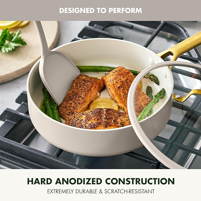 GreenPan Nonstick Reserve Pro 10 Piece Cookware Set, NSF Certified Ceramic, Hard Anodized PFAS-Free Pots & Pans Set with Lids, Stainless Steel Handles, Oven & Dishwasher Safe, Cream White