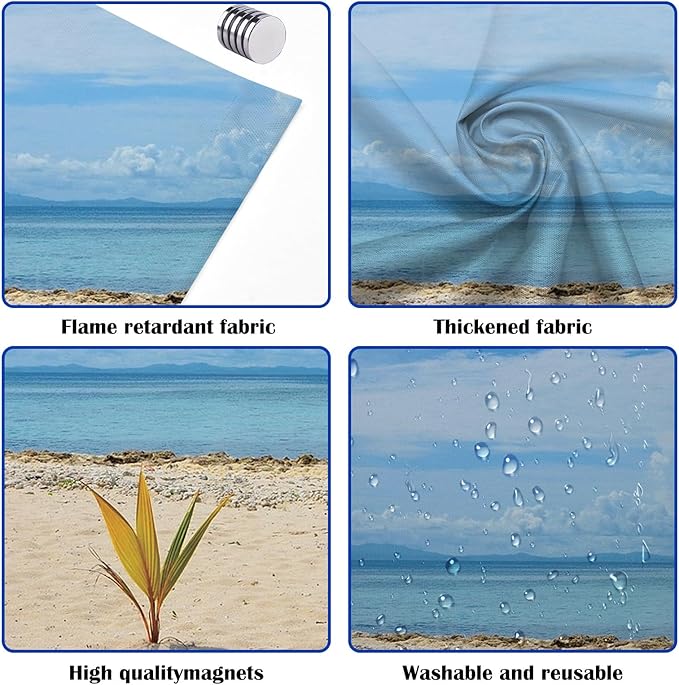 2 Pcs Fluorescent Light Covers - 4 x 2 Feet Covers for Ceiling Lights, Magnetic Light Filters for Classroom, Office, Hospitals, Home (Summer - Beach)