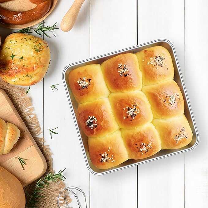 LIANYU 6 Inch Square Baking Cake Pan, Stainless Steel Lasagna Brownie Bread Pan, Perfect for Birthday Party Wedding, Oven & Dishwasher Safe