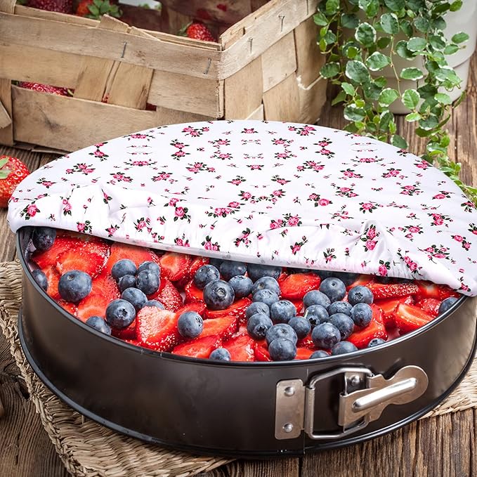 Patelai 10 Pcs Bowl Covers Reusable in 5 Size Stretch Cloth Fabric Elastic Food Storage Bowl Covers Bread Sourdough Lids for Proofing Food Fruits Leftover(Flowers Style)