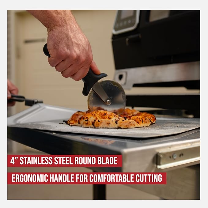 Grilla Pizza Cutter 4" Stainless Steel Blade with Ergonomic Handle and Finger Safety Guard for Pizza Slicing and Cutting