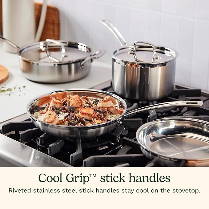 Cuisinart 15 Piece Cookware Set, MultiClad Pro Triple Ply, Silver, MCP-15N