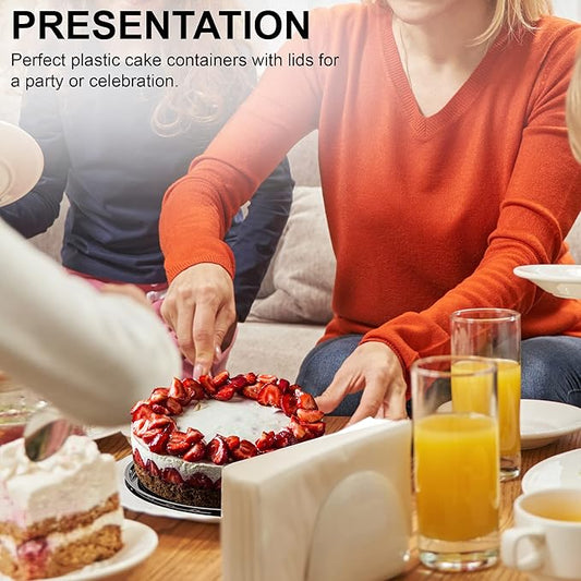 MT Products PET Plastic Round Cake Containers 6" - Plastic Bakery Boxes with Clear Lid (Pack of 100) - Made in the USA