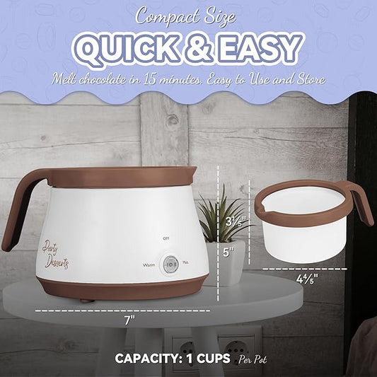 Candy and Chocolate Melting Pot, Mini Electric Fondue Pot, Melts Candy Chocolate in a Couple of Minutes, Ideal for Cake Pops Cookies Cakes, 1 Cups, Single Pot, Brown