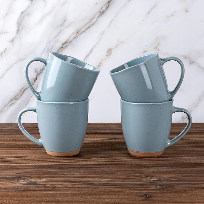 AmorArc 12oz Coffee Mugs, Ceramic Coffee Mugs set of 4 for Man, Woman, Dad, Mom, Modern Coffee Cups with handle for Latte/Cappuccino/Milk/Cocoa. Dishwasher&Microwave Safe, Blue