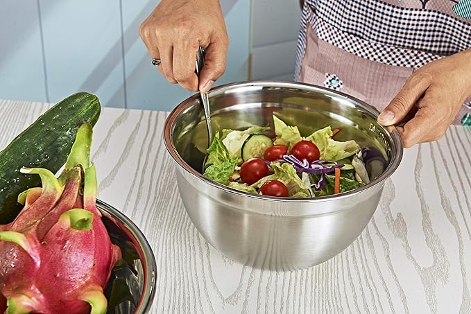 Premium Mixing Bowl Stainless Steel Mixing Bowl, Durable and Rustproof, Easy Grip and Stability Design Bowl,Versatile for Cooking, Baking, Prepping, and Food Storage. (30CM)