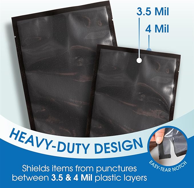 Spartan Industrial 8" X 12" Vacuum Seal Bags - 100 Count BPA-Free Food Storage Bags for Marinating, Freezing, Sous Vide Cooking