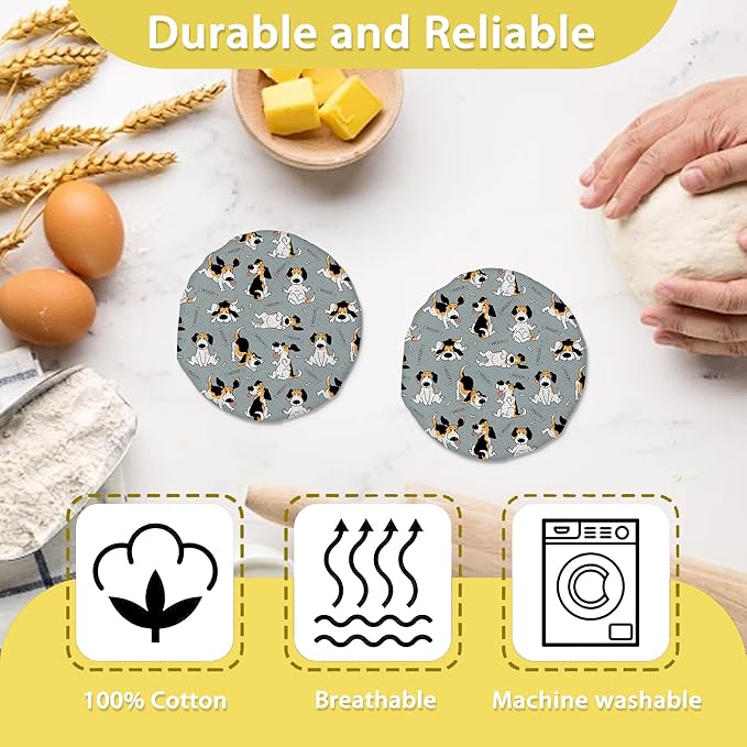 Beagle Dog Cute Puppy Sourdough Jar Cover Reusable Cloth Lid for Sour Dough Starter Jar,5 Pack Bread Fermentation Container Tops Elastic Fabric Caps