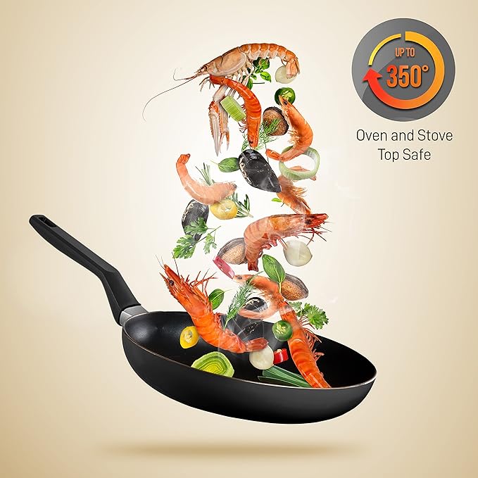 NutriChefKitchen 13-Piece Nonstick Kitchen Cookware Set -PTFE/PFOA/PFOS Free Heat Resistant Kitchen Ware Pots Pan Set w/ Saucepan,Frying Pans,Cooking Pots,Casserole,Lids,Ladle,Fork,Strainer-NCCWA13.5