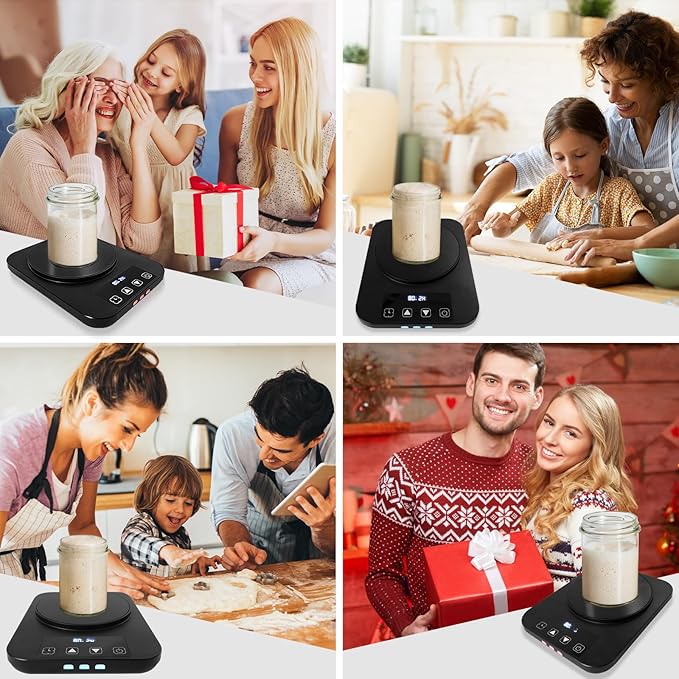 Sourdough Starter Warmer 3.0 with Thermostat Control(4.5-Inch Heating Area,70-100°F), Auto Warming On/Off, 12-Hour Timer,Perfect for Sourdough Fermentation & Home Baking (110V,Black)