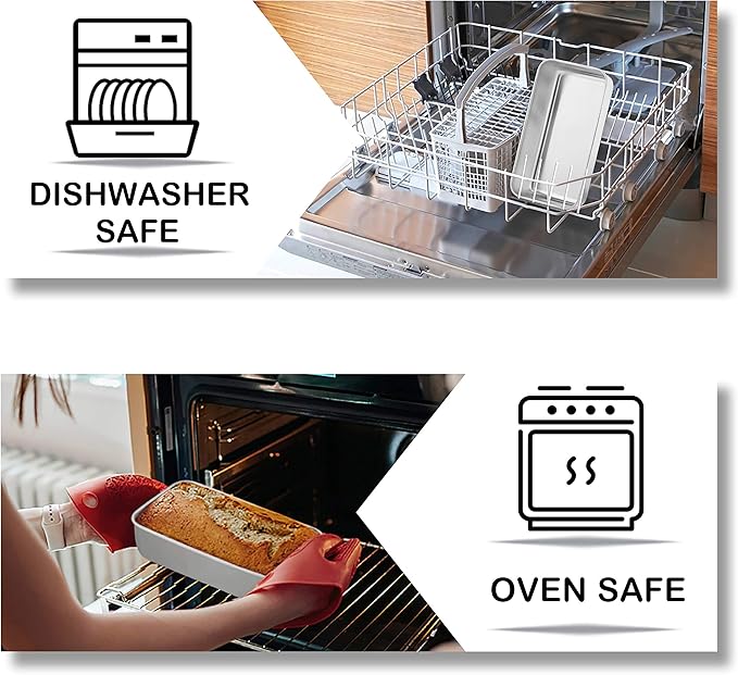 TeamFar Loaf Pan, 9¼” × 5” Bread Loaf Pan Meatloaf Pan Stainless Steel for Baking Bread Cake Toast, Healthy & Durable, Dishwasher Safe & Easy Clean