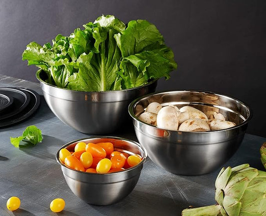 Mixing Bowls with Lids Set, Stainless Steel Mixing Bowls with Airtight Lids, Nesting Mixing Bowl Set for Space Saving Storage, Ideal for Cooking, Baking, Prepping & Food Storage
