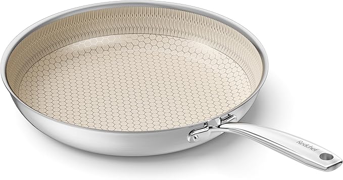 Redchef Hybrid Ceramic Nonstick 11-Inch Frying Pan with Stay-Cool Handle, Dishwasher & Oven Safe, Induction Compatible, Tri-Ply Stainless Steel & Aluminum, All Cooktops
