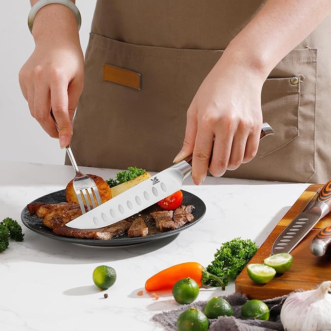 MSY BIGSUNNY Steak Knife Set, 4-Piece, German Steel 5-Inch Blade, High-end Ergonomic Handle Steakhouse Knife Set (Steak Knife Set 5")