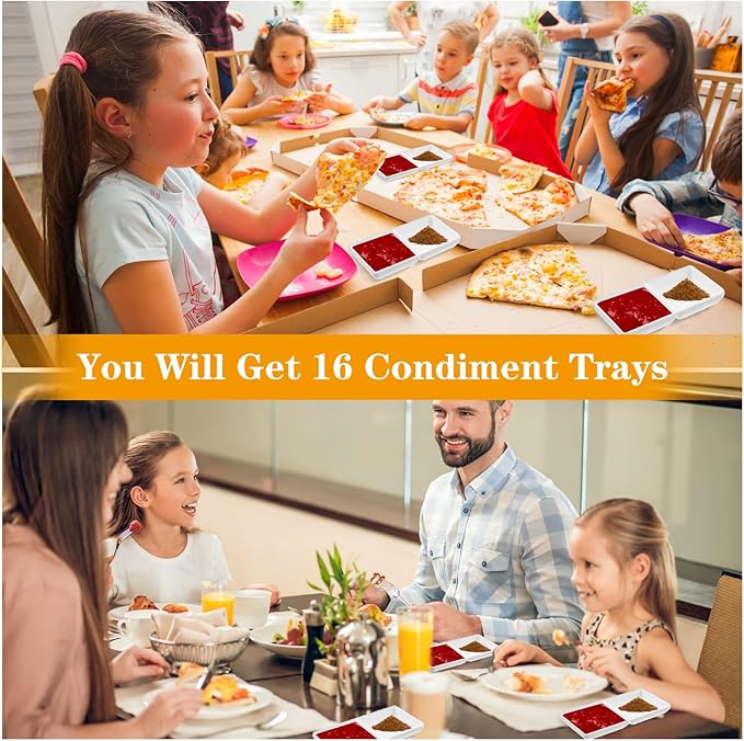 16 Pcs Sauce Dish, Dual Dipping Bowls Large Capacity Dual Sauce Bowls, Soy Two Compartments Party Trays Divided Fondue Plates for Restaurant Kitchen Sushi Soy Sauce (White)