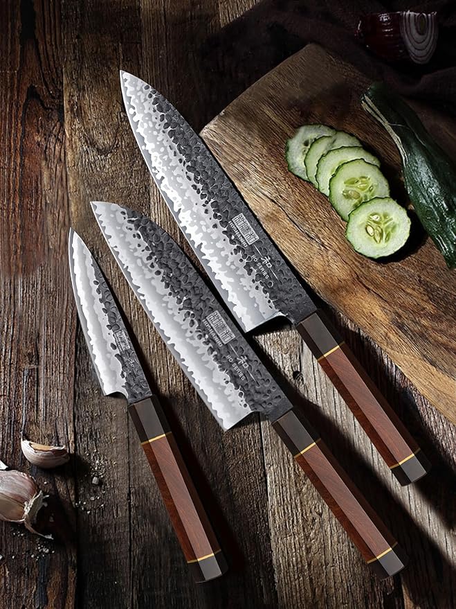 3 Pieces Knife Set, Professional High Carbon Steel Kitchen Knives Set, Ultra Sharp Japanese Chef Knife Set with Ergonomic Handle & Gift Box