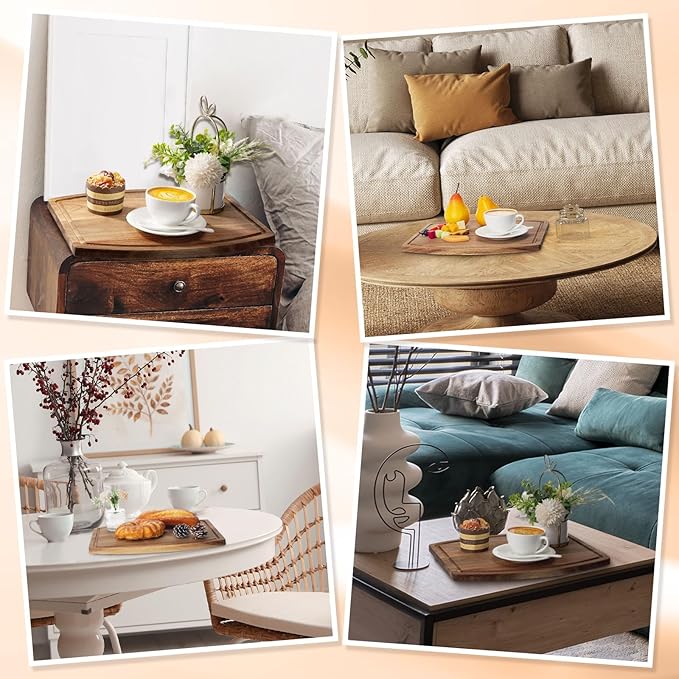 Kigley 10 Pcs Acacia Wood Cutting Boards Bulk for Laser Engraving Wooden Dinner Plates with Groove Chopping Charcuterie Board Carving Tray for Housewarming Party Gifts (12 x 14 Inch)