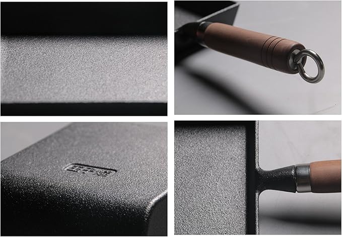 Tamagoyaki Japanese Omelette Pre-Seasoned Mini Skillets Wooden Handle 9×7 Inch