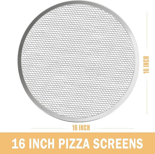LRui Pizza Screen,16 Inch,12 Pack,Seamless Aluminum Pizza Pan With Holes.