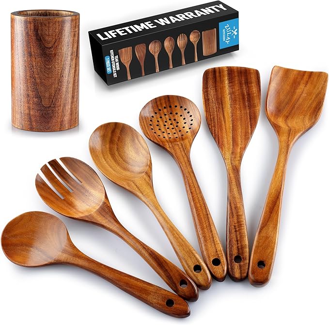 Wooden Utensils Set in Teak - Kitchen Essentials by Zulay Kitchen