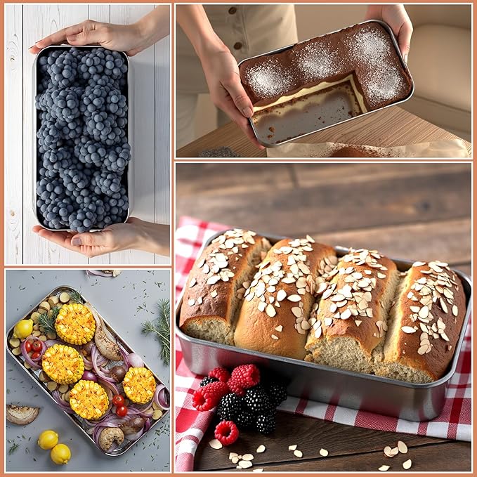 6 Pack Loaf Pans for Baking Bread, Stainless Steel Loaf Pans for Homemade Bread, Meatloaf, Bananas, Brownies, Lasagnas, Dishwasher Oven Safe (9IN x 6IN)