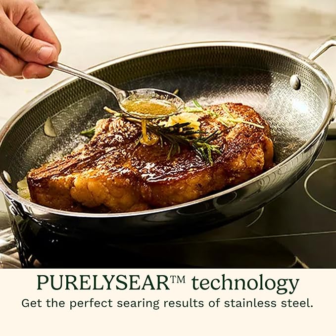 CUISINART FusionPlus Nonstick Stainless Steel Cookware Set, 2-Piece Skillet Cooking Set with PFAS-Free PURELYSEAR Ceramic Non Stick Technology, Scratch Proof, Cool Grip Handles, Dishwasher Safe