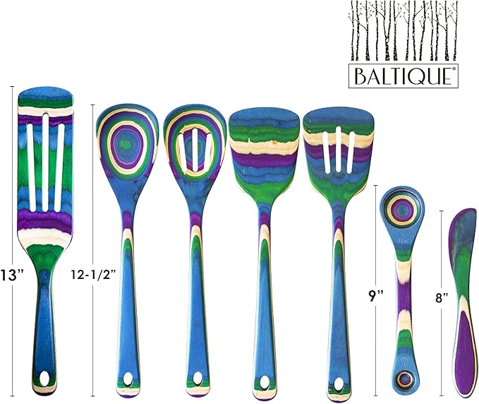 Baltique Mumbai Collection 7 Piece Cooking Utensil Set, Safe for Nonstick