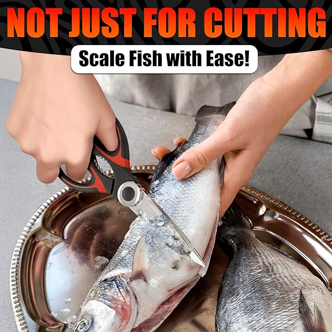 2 Pcs Cooking Scissors with Cover – Dishwasher Safe Kitchen Shears for Food Heavy Duty, Cooking Shears with 2CR13 Stainless Steel Blades – Kitchen Scissors All Purpose, Two Colors for Different Tasks