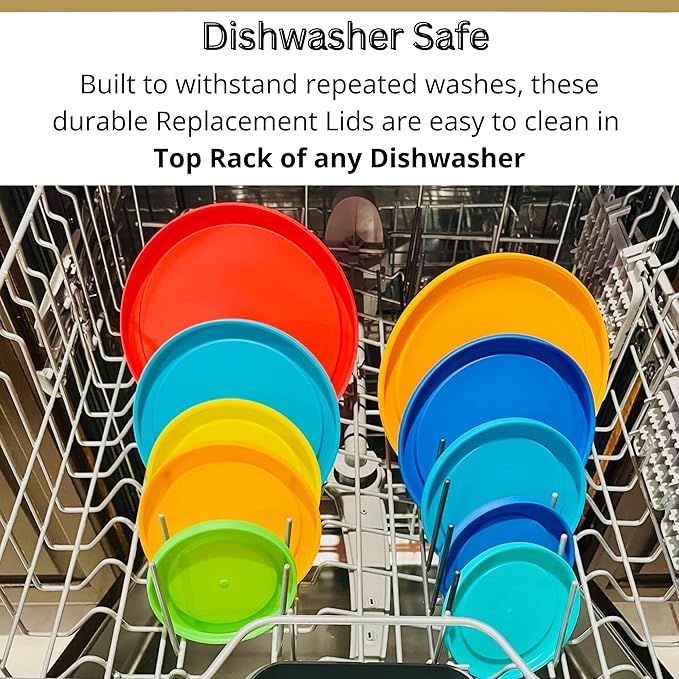 2, 4 & 7 Cup Orange, Yellow, Blue Replacement Lids/Covers for Pyrex, Anchor Hocking & KlareWare Storage Bowls *Lids Only Glass Container Not Included* (3 Pack *One of Each Size*)