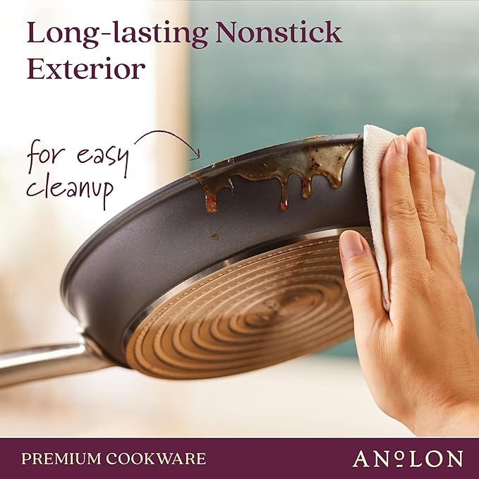 Anolon Accolade Forged Hard Anodized Nonstick Pots & Pans - Induction Cookware Set - 12 Piece - Moonstone Gray