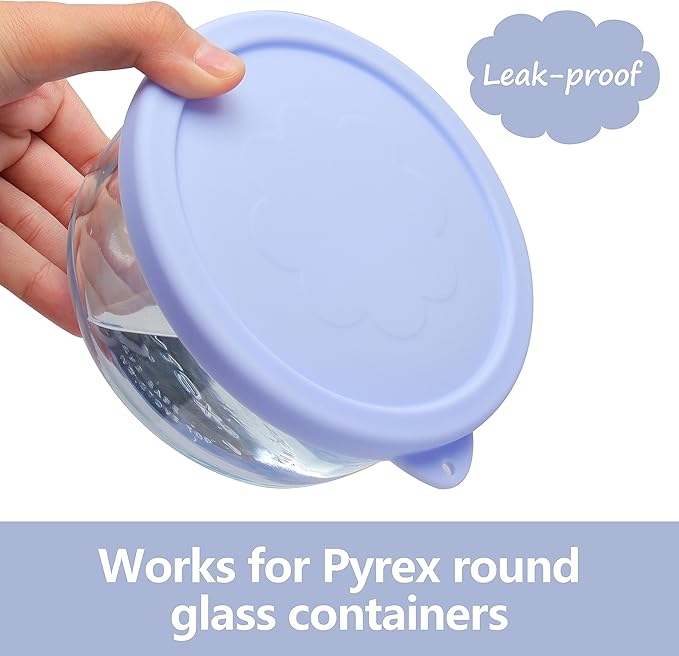 2 Cup Silicone Replacement Lids Storage Cover for Pyrex 7200-PC Glass Bowls (Container not Included) 8 Pack Microwave, Dishwasher and Freezer Safe
