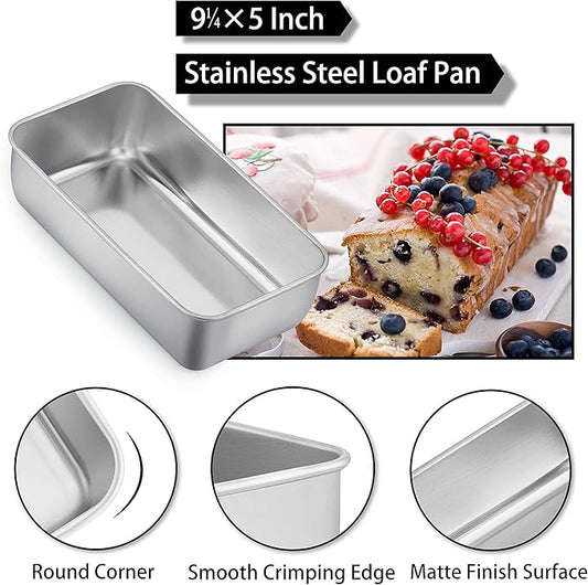 TeamFar Loaf Pan, 9¼” × 5” Bread Loaf Pan Meatloaf Pan Stainless Steel for Baking Bread Cake Toast, Healthy & Durable, Dishwasher Safe & Easy Clean