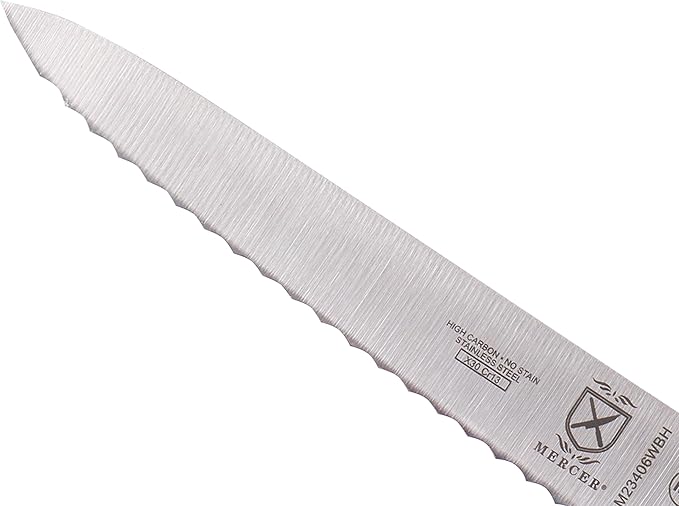 Mercer Culinary M23406WBH Millennia White Handle, 6-Inch Wavy Edge, Utility Knife