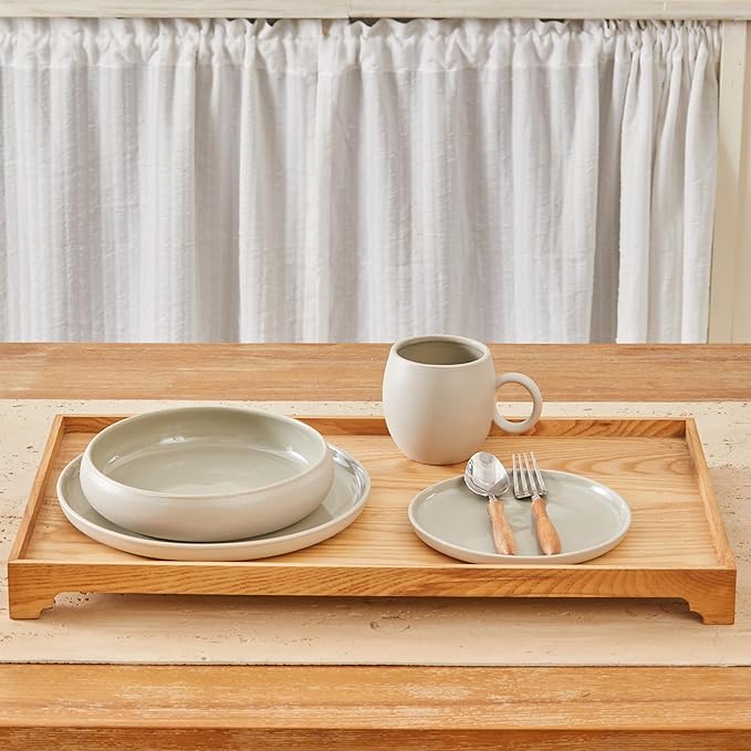 Bico Reactive Glaze Light Grey 16oz Stoneware Round Mugs Set, Set of 2, Microwave and Dishwasher Safe, for Coffee, Hot Chocolate, Milk