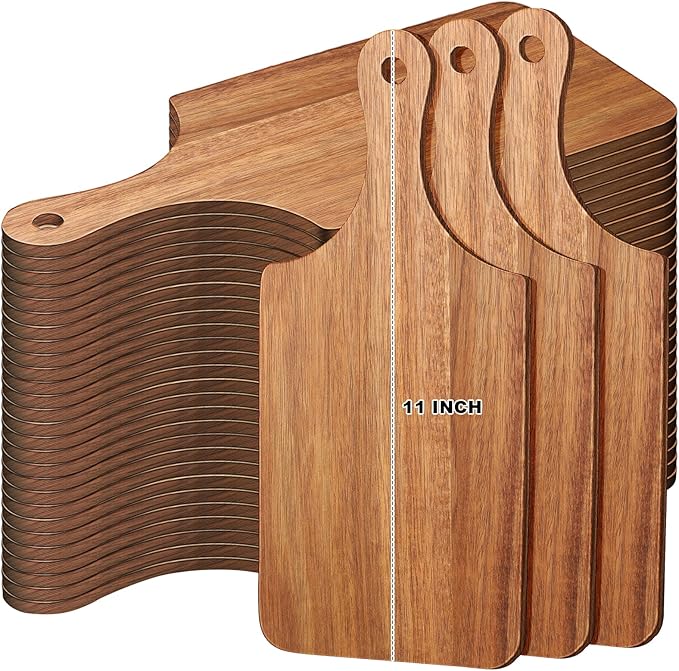 Zubebe 30 Pcs Cutting Board Bulk 11 x 5 Inch Wood Chopping Board Blank Small Laser Engraving Mini Charcuterie Serving Boards for Wedding Housewarming Gift (Acacia)