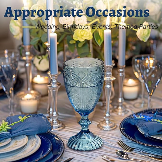 Blue Wine Glasses set of 6,Blue glass goblets made from Solid glass colors, vintage color glassware, drinking glasses for Engagement,Wedding, Birthday 10.5 OZ colored wine glasses