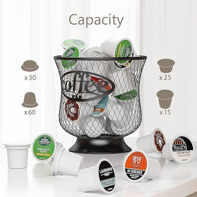 Coffee Pod Holder, Small K Cup Organizer, K Cup Storage for Keuring Espresso Capsule Coffee Creamer, Easy to Refill and Organize for Cafe Bar, Coffee Bar Decor