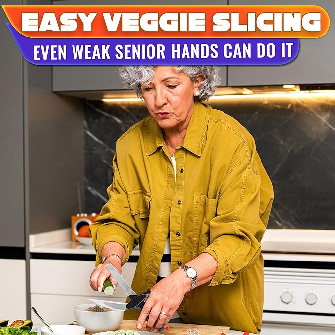 2 in 1 Kitchen Scissors for Food – Stainless Steel Blade & Plastic Cutting Board Scissors with Safety Lock | 9.6" Tomato Knife, Fruit & Vegetable Cutter – Easy-to-Use Kitchen Shears for Meat, Cheese