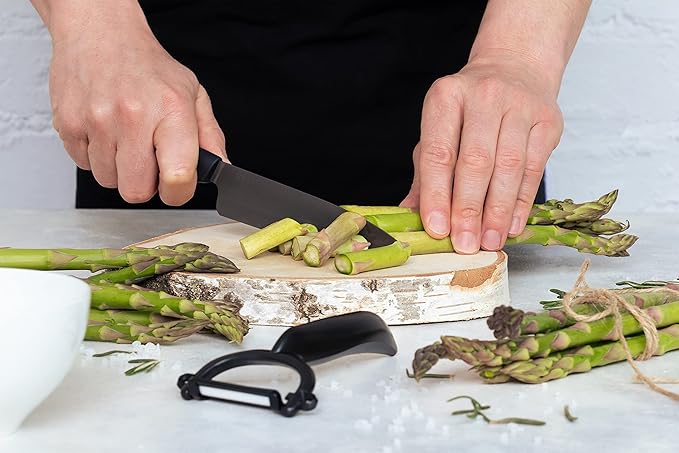 Kyocera Innovation Series Ceramic 5" Slicing Knife, with Soft Touch Ergonomic Handle-Black Blade, Black Handle