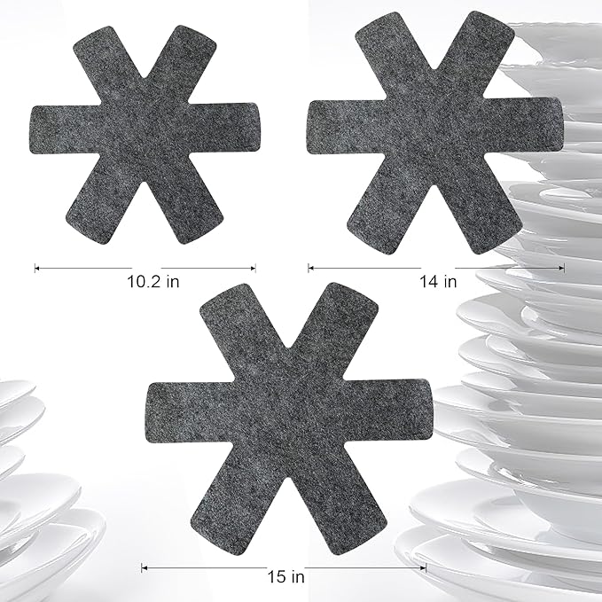 Pot and Pan Protectors Set of 12, 3 Different Size Larger & Thicker Pan Protectors for Stacking and Protecting Your Cookware