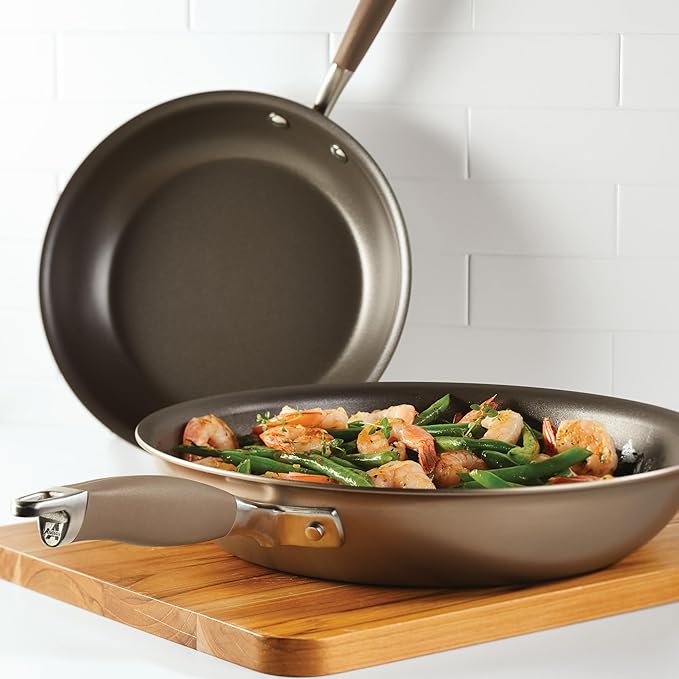Anolon Advanced Home Hard-Anodized Nonstick Skillets (2 Piece Set- 10.25-Inch & 12.75-Inch, Bronze)