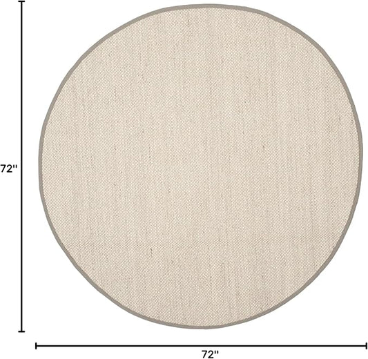 SAFAVIEH Area Rug 6' Round - Natural Fiber Collection - Marble & Khaki, Sisal, Woven Design with Border (NF143E)