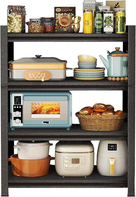 Triple Commercial Grade Kitchen Steel Shelves 54.33 x 35.43 x 13.78 inches Heavy Duty Rustproof Shelving Multi-Functional Storage System Black Kitchen Garage Living Room
