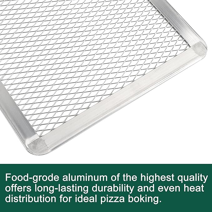 Pizza Screen 8 x 12 Inch 2 Pack Rectangular Aluminum Pizza Pan Restaurant-Grade Flatbread Screen Pizza Crisper Pan,Oven-Safe