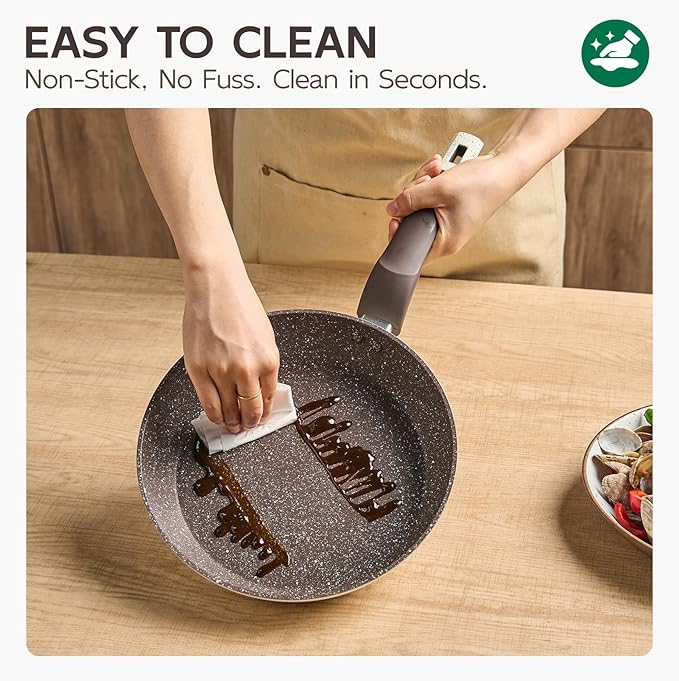 Non Stick Frying Pan - 9.4" Healthy Ceramic Skillet with Stay-Cool Handle, Non Toxic Egg Pan, PFOA-Free