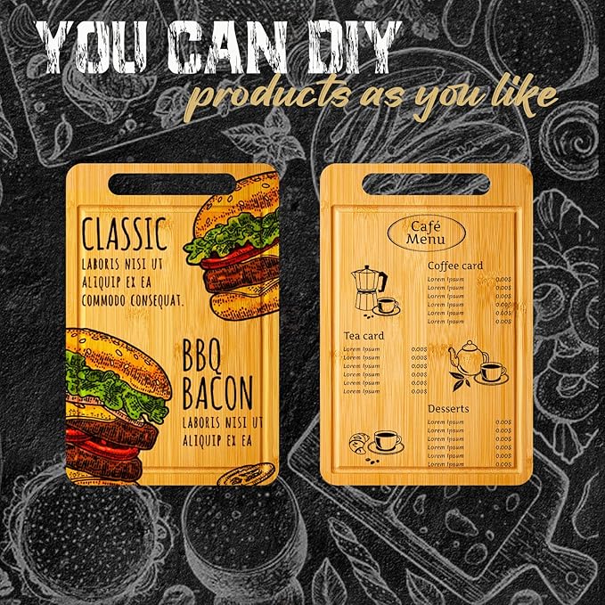 Nuenen 20 Pcs Bulk Wood Cutting Board with Handle 12 x 7.8 Inch Acacia Bamboo Wooden Kitchen Serving Chopping Boards for Pizza, Bread, Charcuterie, Fruit, Vegetables (Bamboo)