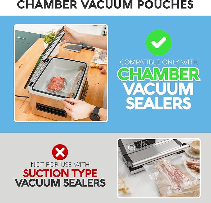 Avid Armor Chamber Vacuum Sealer Bags – Heavy Duty, BPA-Free, Pre-Cut Chamber Vacuum Bags for Food Preservation, Freezer Storage, Sous Vide and more, 250/Pack (Clear - 250, 6x12)
