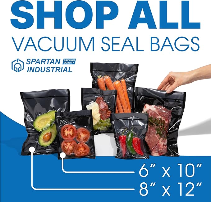 Spartan Industrial 6" X 10" Vacuum Sealer Bags - 500 Count BPA-Free Food Storage Bags for Marinating, Freezing, Sous Vide Cooking